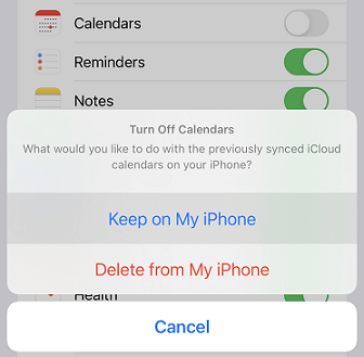 turn off iCloud calendar