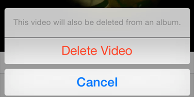 delete videos from phtoos app
