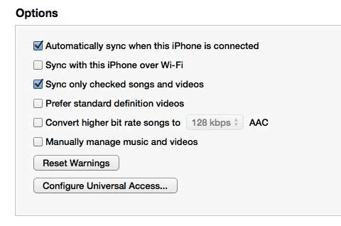 turn off automatically sync in iTunes