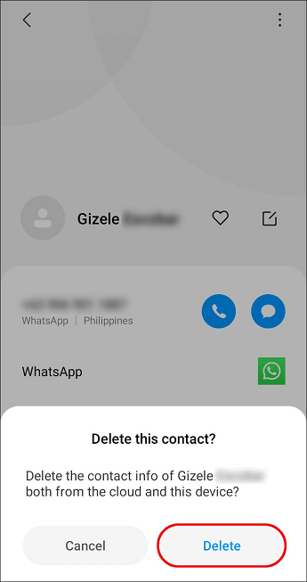 confirm delete contacts from Android
