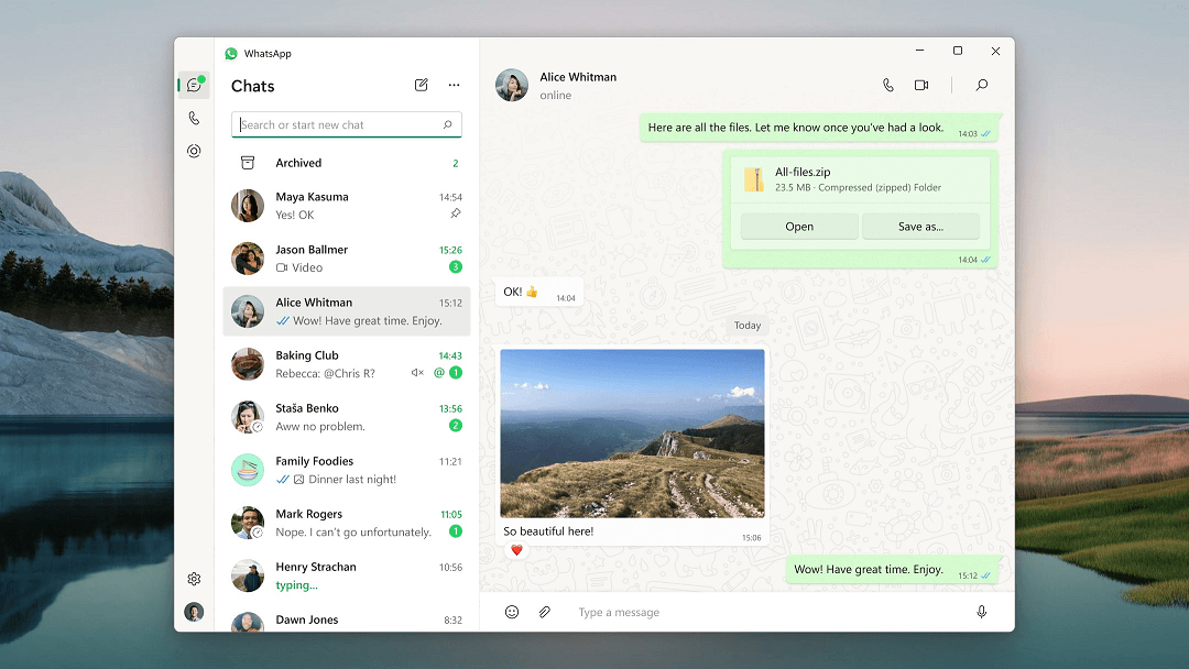 read messages in WhatsApp desktop app
