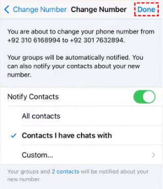 toggle on notify contacts