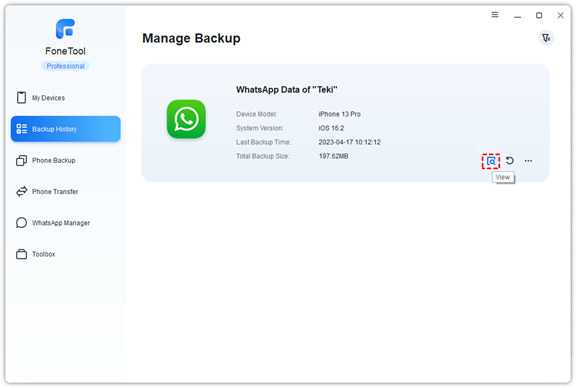 View the WhatsApp Backup Files