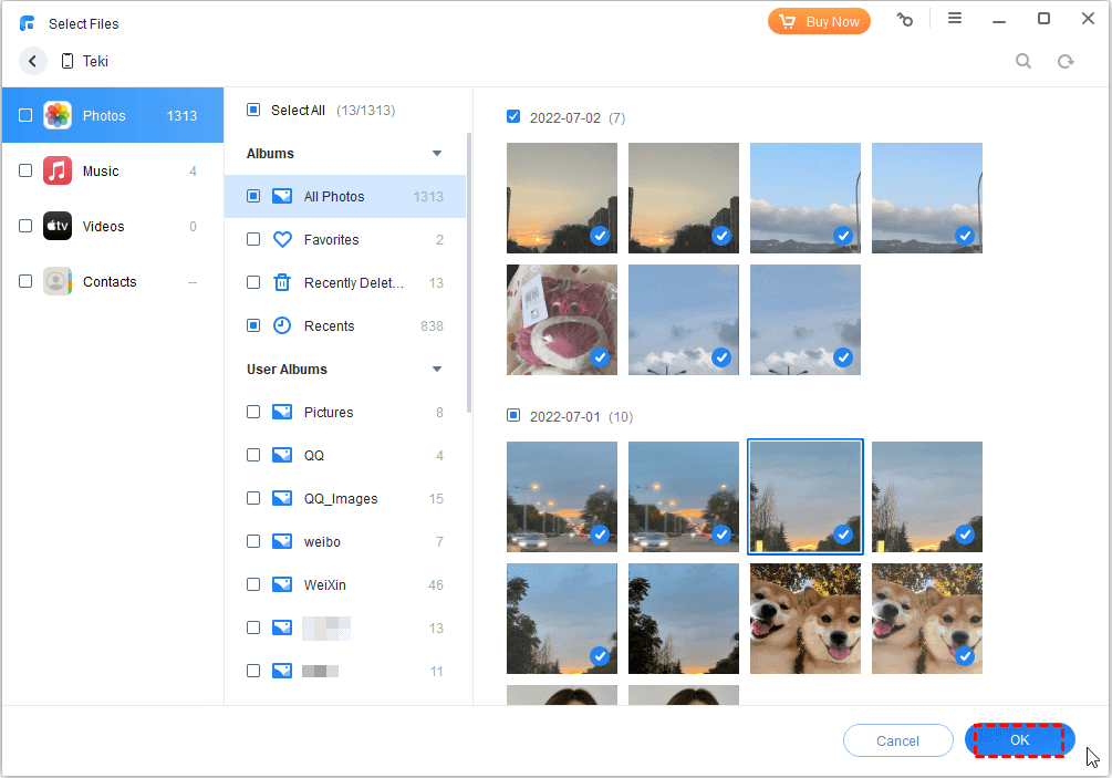 select files on iPhone