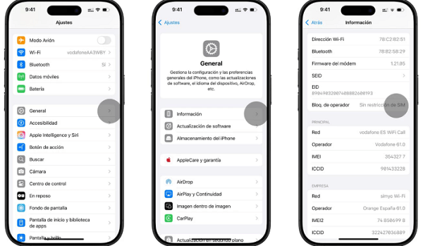 Comprobar si un iPhone es libre desde Ajustes