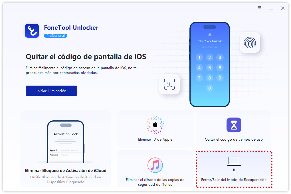 Haz clic en el módulo “Modo de recuperación”