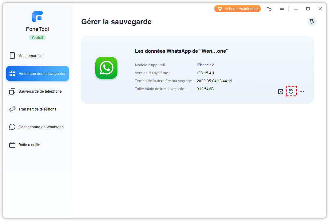 Restaurer la sauvegarde de WhatsApp