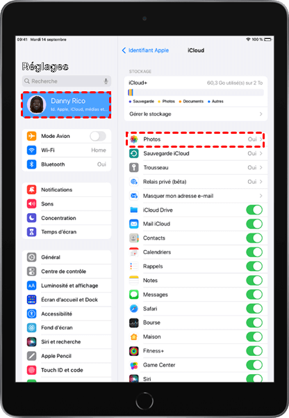 Activer la synchronisation sur iPad
