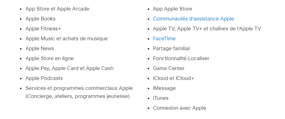 Sercices de compte Apple