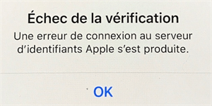 Erreur de connexion au serveur d'identifiant Apple