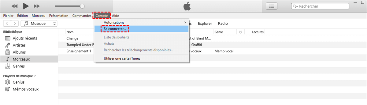 Se connecter à l'iTunes Store