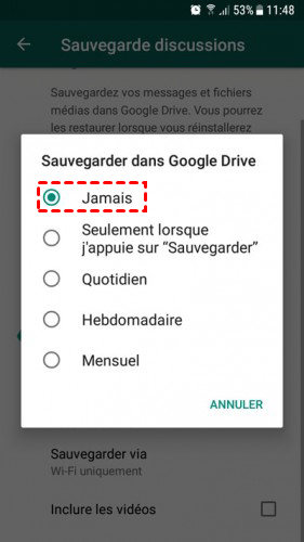 Arrêter la sauvegarde dans Google Drive