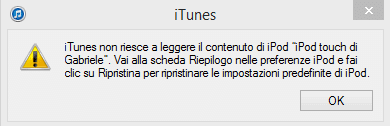 iTunes non riesce a leggere il contenuto dell'iPhone