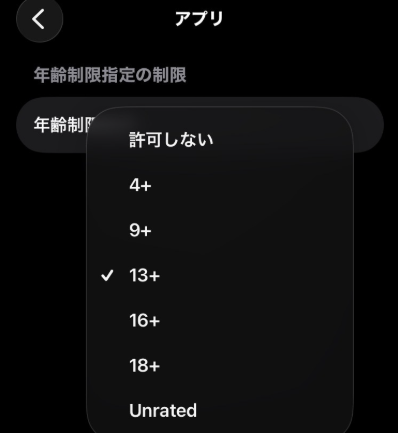 iOS 26の年齢制限設定